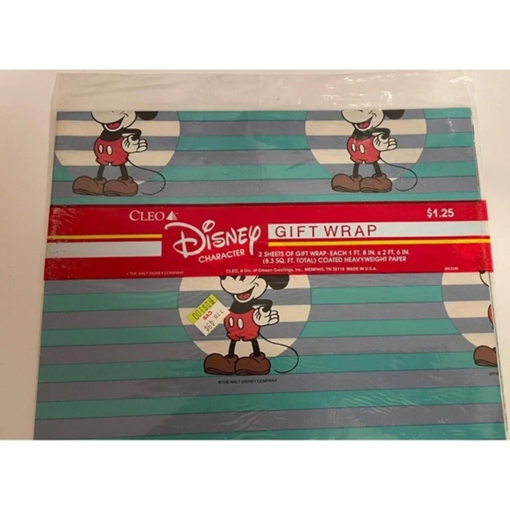 Vintage Cleo Disney Mickey Mouse Gift Wrap Paper NEW SEALED‎ Collectible